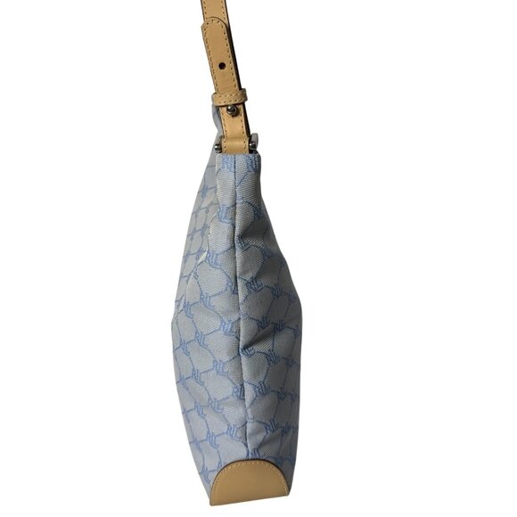 Ralph Lauren Monogram Canvas Hobo Bag Blue & Beige With Adjustable Strap - Picture 6 of 16